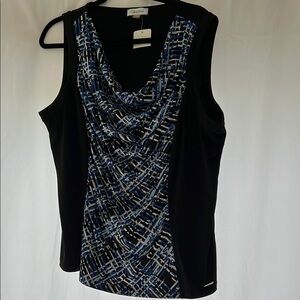 Calvin Klein Black and White Graphic Sleeveless Tank Top